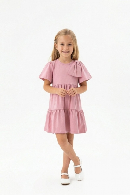 Rochie pentru copii cu maneca scurta, de culoare roz