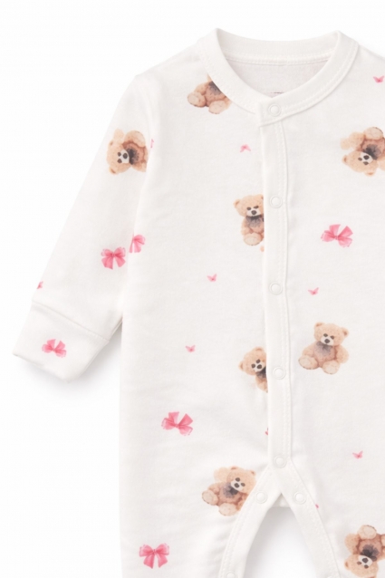 Salopeta bebe cu maneci lungi, de culoare alba