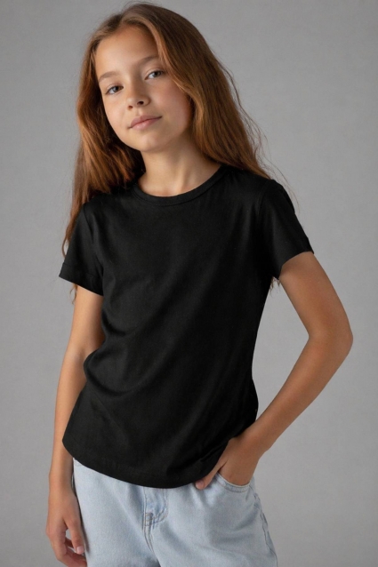 Children`s t-shirt for a girl, black color