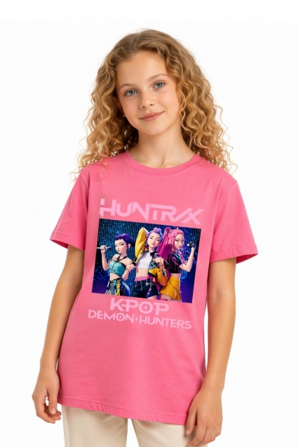 Children`s t-shirt for girls, cyclamen color