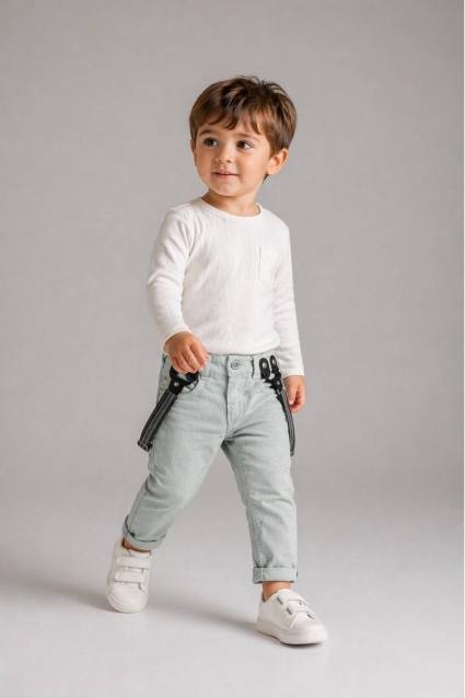 Children`s pants for a boy, green color