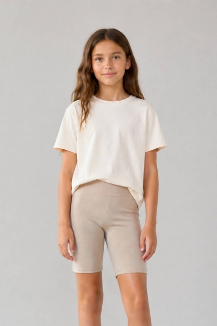 Children`s leggings 3/4, beige color