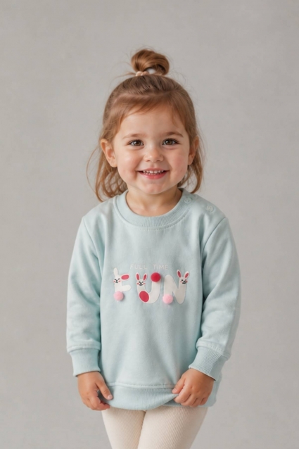 Bluza pentru copii pentru fete cu maneca lunga, culoare verde
