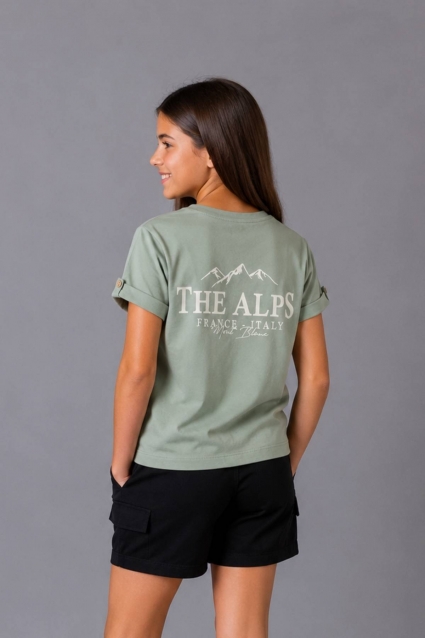 Children`s t-shirt for a girl, green color