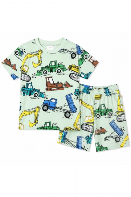 Children`s pajamas for girls with short sleeves stitch, pink color