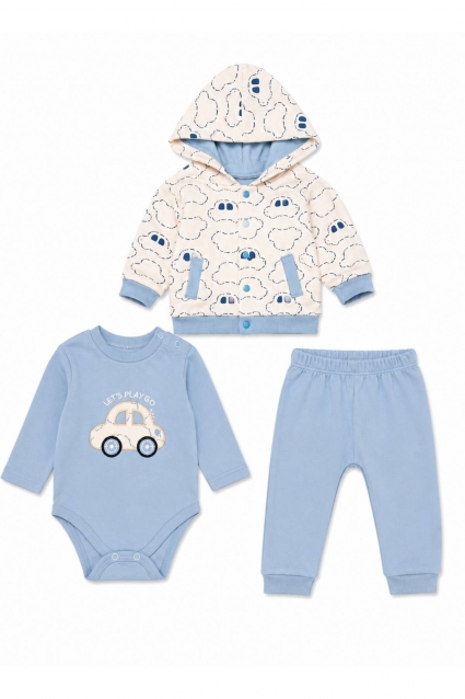 Blue 3 piece long sleeve baby boy set