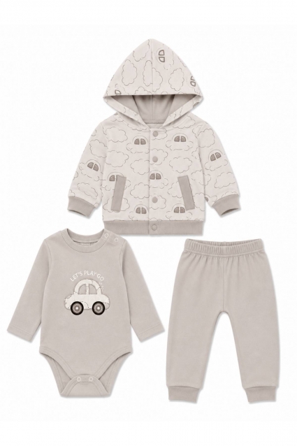 Baby boy long sleeve 3-piece set, dark blue color