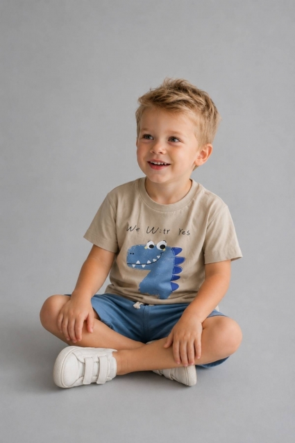 Tricou copii pentru baiat, culoare bej
