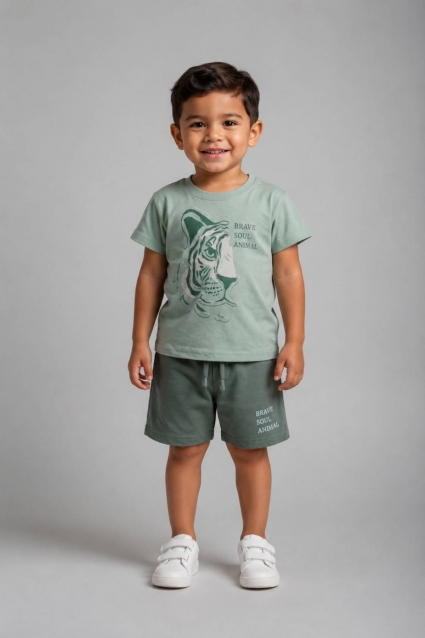 Children`s t-shirt for a boy, green color
