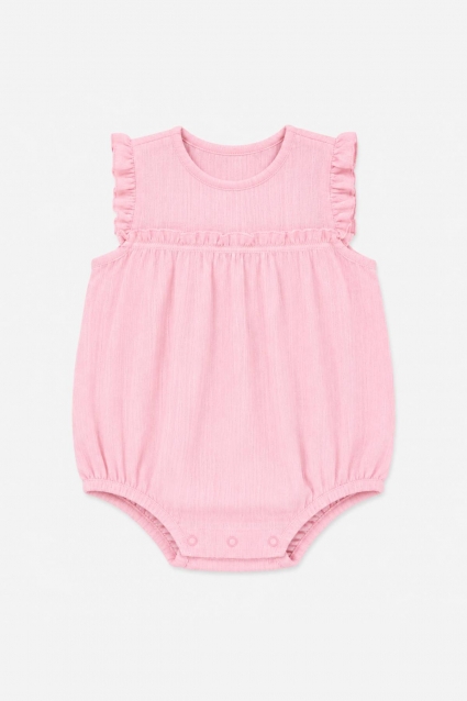 Baby bodysuit for girls with short sleeves, pink color