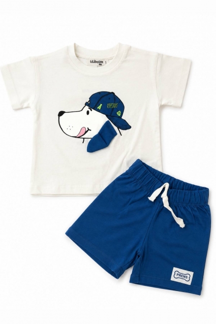 Children`s set for boy with short sleeves, green color