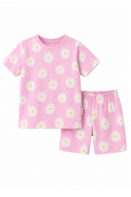 Pijamale pentru fete pentru copii cu maneca scurta, culoare roz