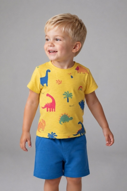 Children`s kit for a boy with short sleeve, red color