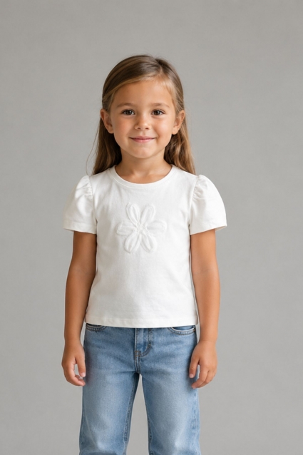 Children`s t-shirt for a girl, white color