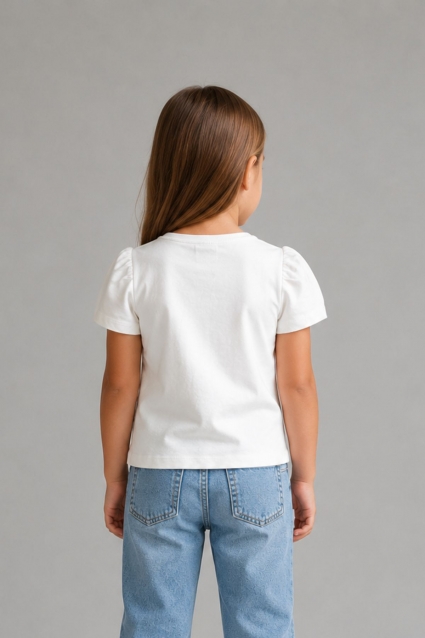 Children`s t-shirt for a girl, white color