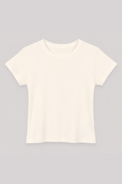 Tricou copii pentru fata, culoare ecru
