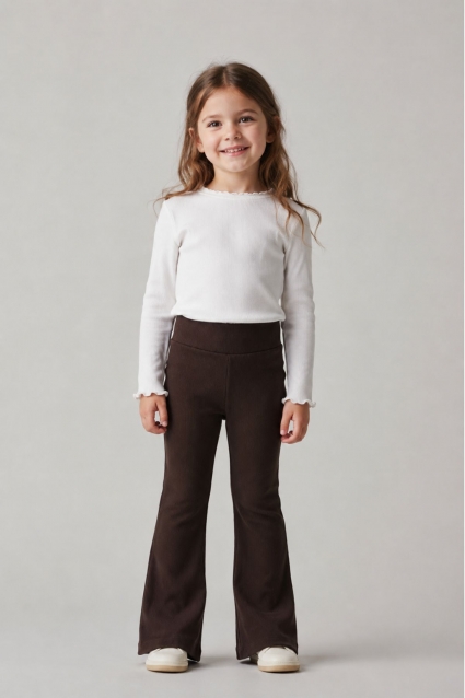 Children`s sports pants rips for girls, brown color