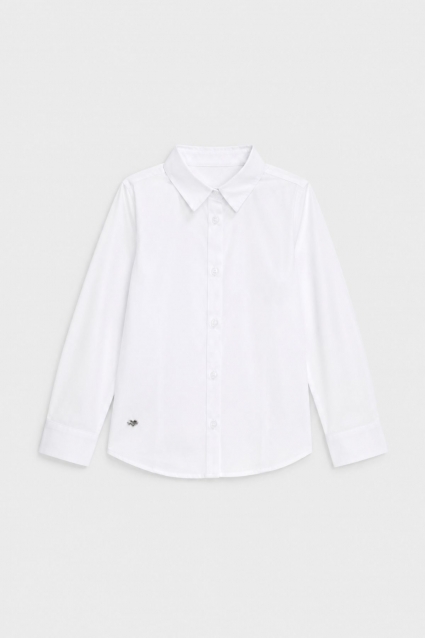 Children`s shirt for girls with long sleeves, white color