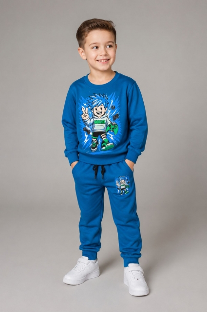 Children`s set for a boy with long sleeves, blue color