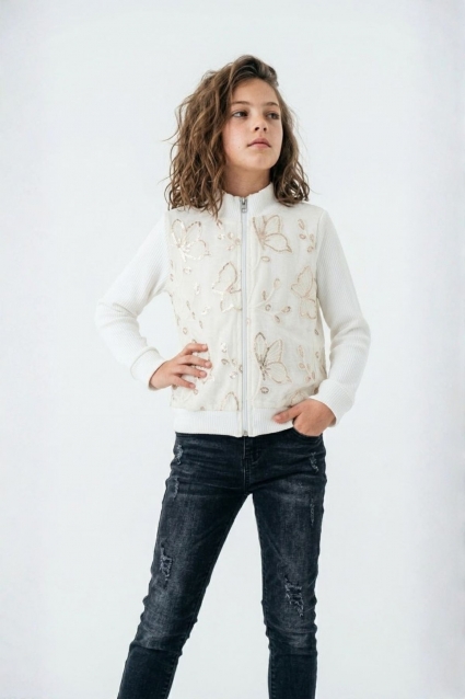 Children`s sweatshirt for a girl, color ecru
