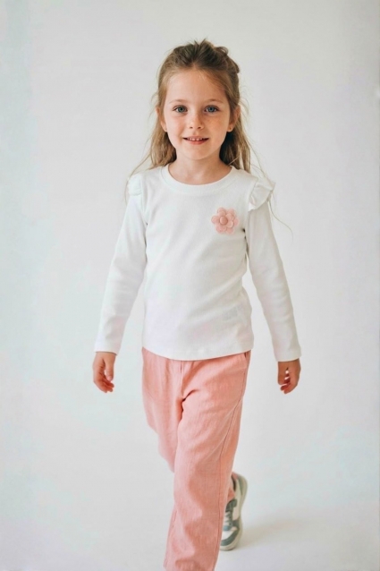 Children`s blouse for girls with long sleeves, color ecru