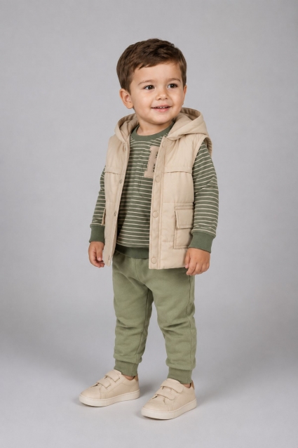 Green 3-piece long-sleeve set for boys