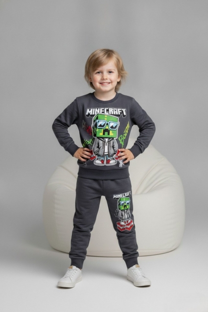 Children`s set for boy with long sleeve, gray color