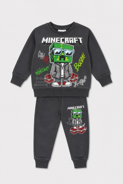 Children`s set for boy with long sleeve, gray color