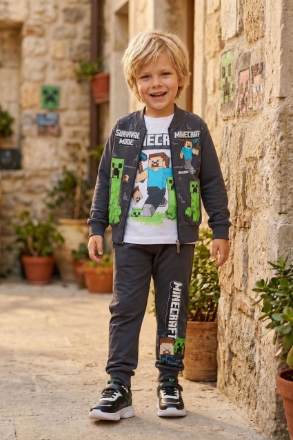 Children`s set for boy with long sleeve, gray color
