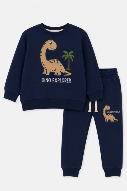 Children`s set for a boy with long sleeves, dark blue color