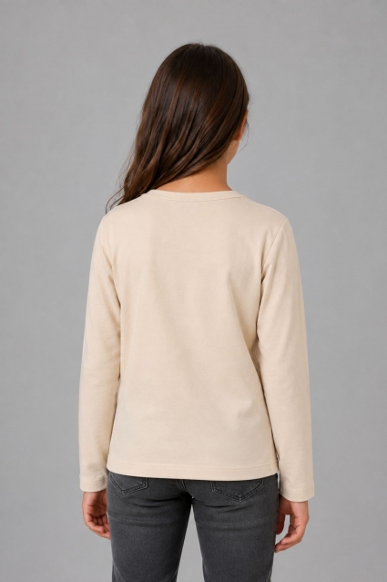 Bluza copii pentru fata cu maneci lungi, de culoare bej