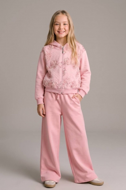 Set copii pentru fete cu maneci lungi, culoare roz