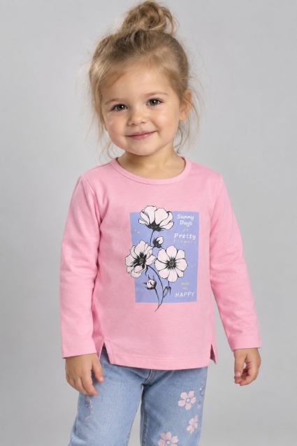 Children`s blouse for a girl, long sleeve, color ecru