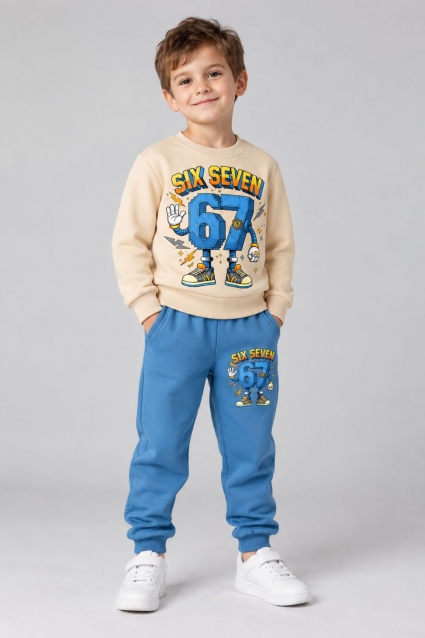 Children`s set for boy with long sleeve, gray color