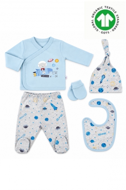 Baby set organic cotton for writing 5 parts, pink color