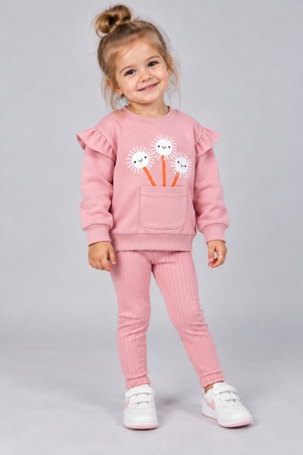 Children`s set for girls with long sleeves, purple color