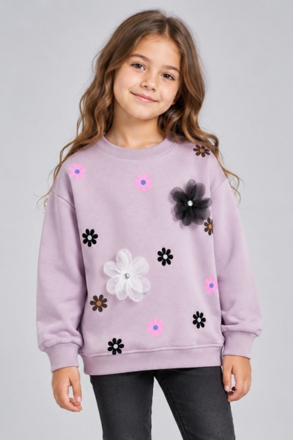 Children`s blouse for girls with long sleeves, black color